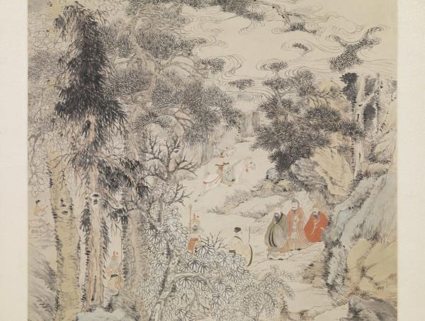 清任預山水人物　軸