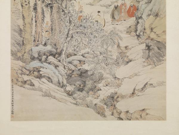 清任預山水人物　軸