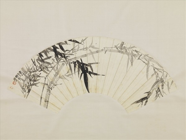 民國楊天驥楷書陳衡恪墨竹扇面　軸