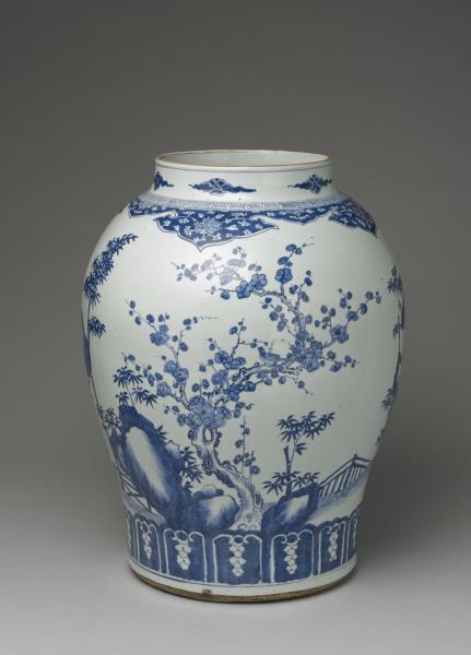 青花歲寒三友圖罐（附金屬膽）