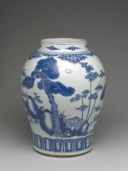 青花歲寒三友圖罐（附金屬膽）