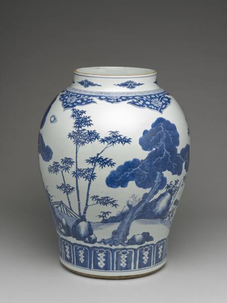 青花歲寒三友圖罐（附金屬膽）