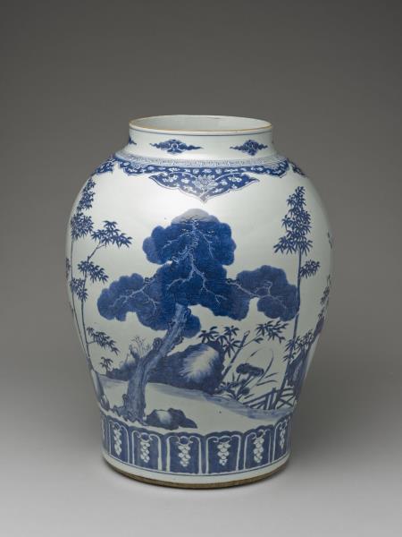 青花歲寒三友圖罐（附金屬膽）