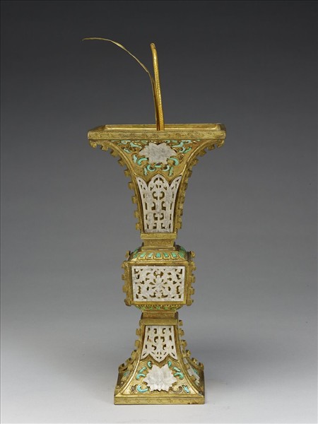 銅鍍金嵌玉石花觚