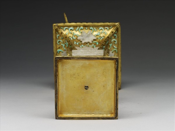 銅鍍金嵌玉石花觚