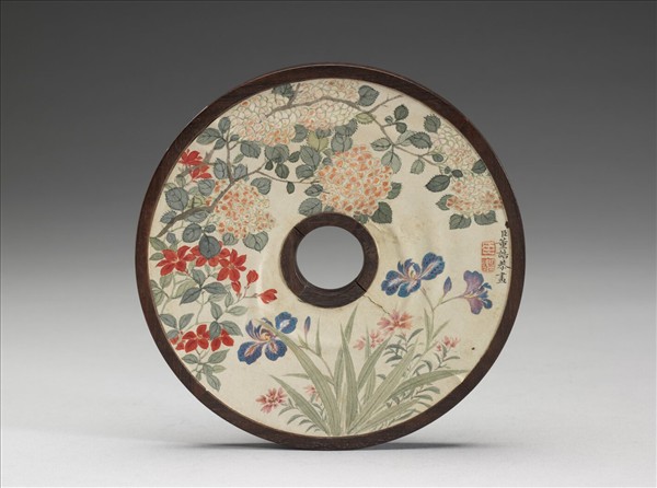 〈西清續鑑‧第二十一冊〉鏡匣雕刻木蓋附董誥〈花卉〉