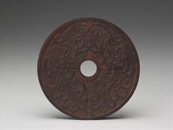 〈西清續鑑‧第十九冊〉鏡匣雕刻木蓋附關槐〈山水〉