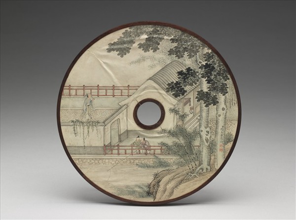 雕刻木蓋附楊大章〈梧桐院落〉