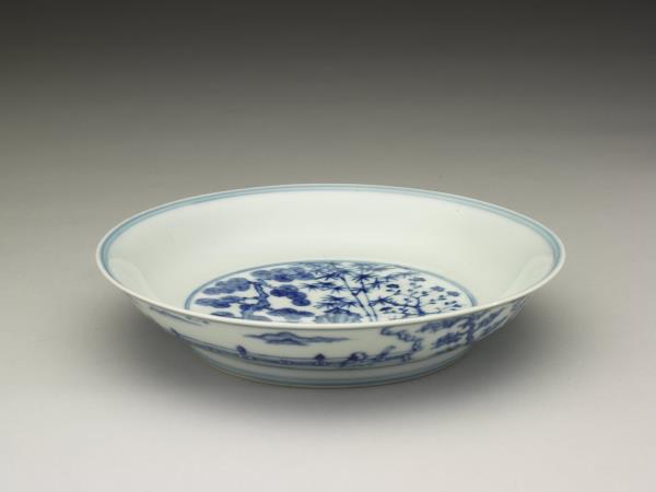 青花〈秋夕〉詩意仕女圖碗