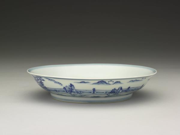 青花〈秋夕〉詩意仕女圖碗