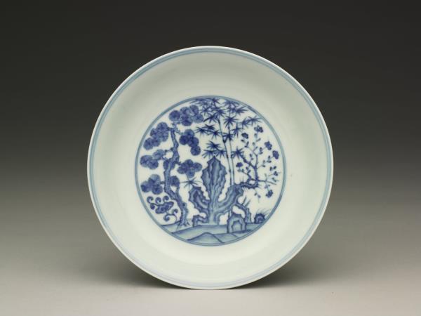 青花〈秋夕〉詩意仕女圖碗