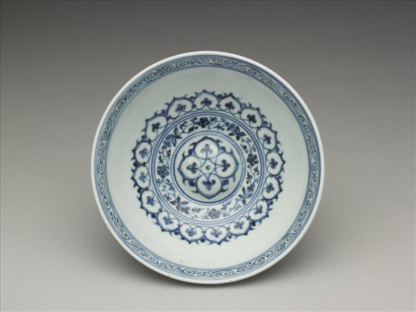 青花幾何花卉紋碗
