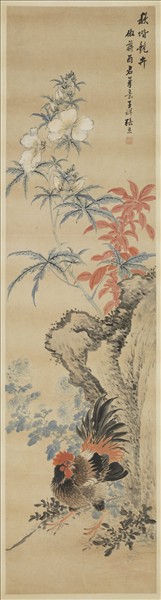 清張熊花鳥四屏　軸　秋堦艷卉