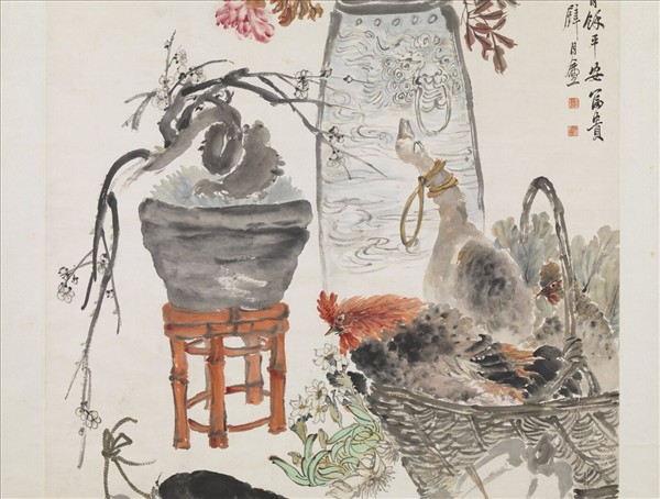 民國倪田歲朝清供　軸