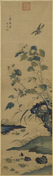 宋緙絲崔白一鷺榮華　軸