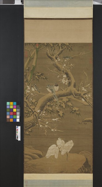 元人瑞雪仙禽　軸