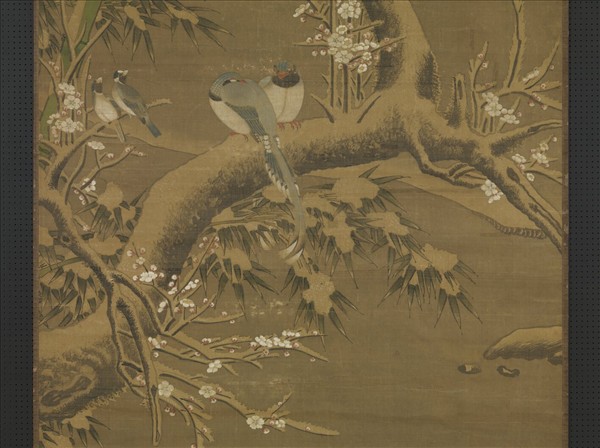 元人瑞雪仙禽　軸