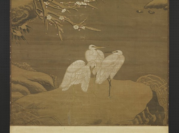 元人瑞雪仙禽　軸