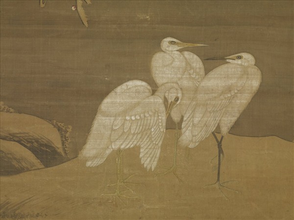 元人瑞雪仙禽　軸