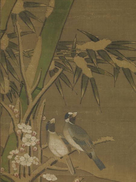 元人瑞雪仙禽　軸