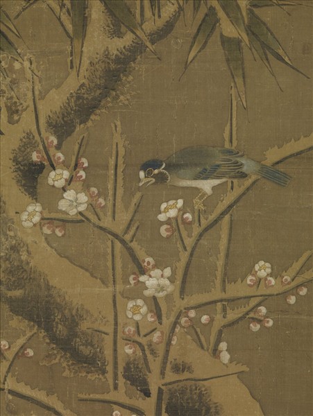 元人瑞雪仙禽　軸