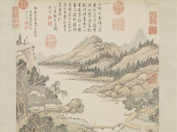 清陳書夏日山居圖　軸