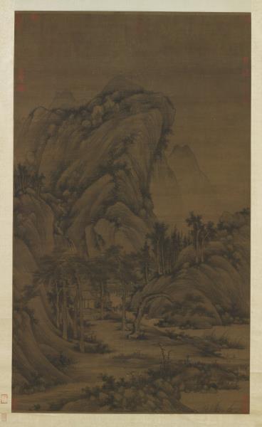 五代南唐巨然囊琴懷鶴　軸