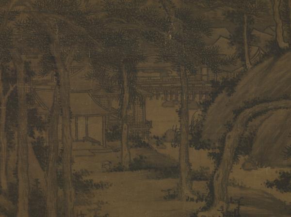 五代南唐巨然囊琴懷鶴　軸