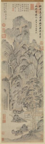 元王蒙松窗高士圖　軸