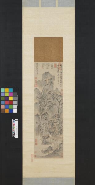 元王蒙松窗高士圖　軸