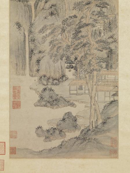 元王蒙松窗高士圖　軸