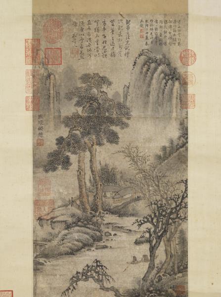 元盛懋畫蒼山白雲　軸