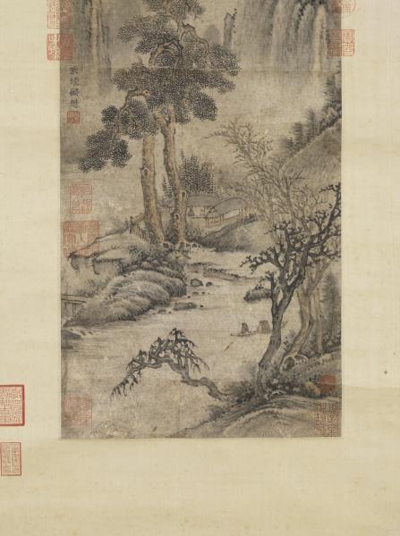 元盛懋畫蒼山白雲　軸