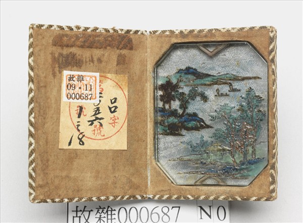 玻璃胎畫琺瑯山水牌