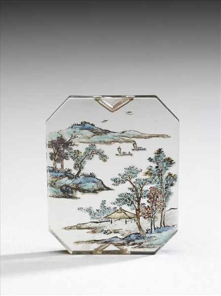 玻璃胎畫琺瑯山水牌