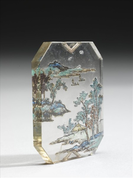 玻璃胎畫琺瑯山水牌