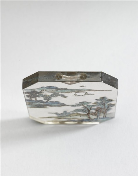 玻璃胎畫琺瑯山水牌