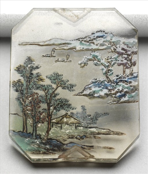 玻璃胎畫琺瑯山水牌