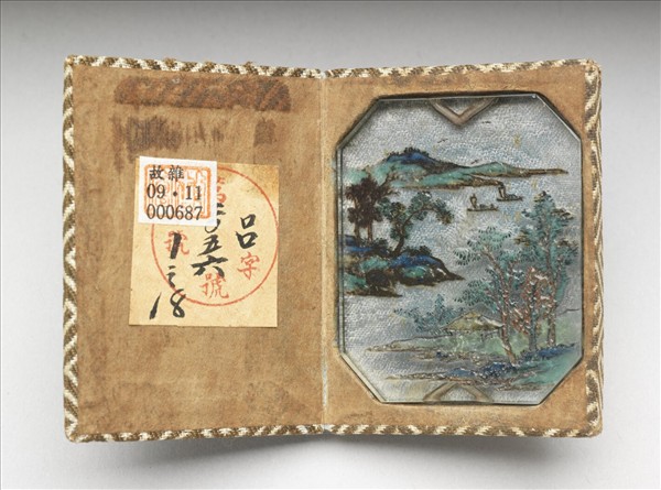 玻璃胎畫琺瑯山水牌