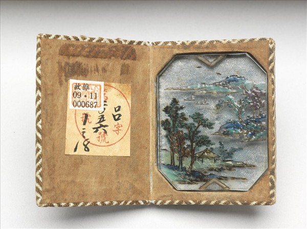 玻璃胎畫琺瑯山水牌