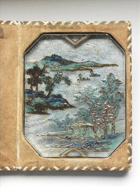 玻璃胎畫琺瑯山水牌