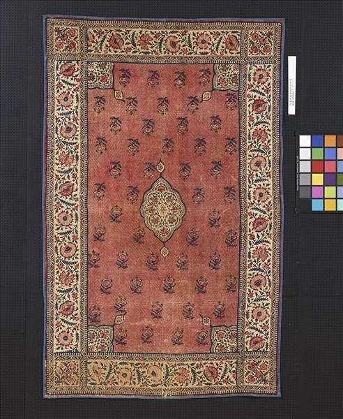 印度 外銷伊朗茜地折枝花紋繪染毯