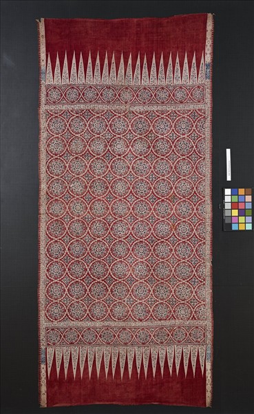 印度 外銷印尼蘇門達臘紅地花卉紋印染布