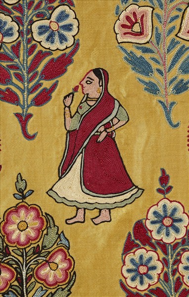 印度 刺繡絲裙布