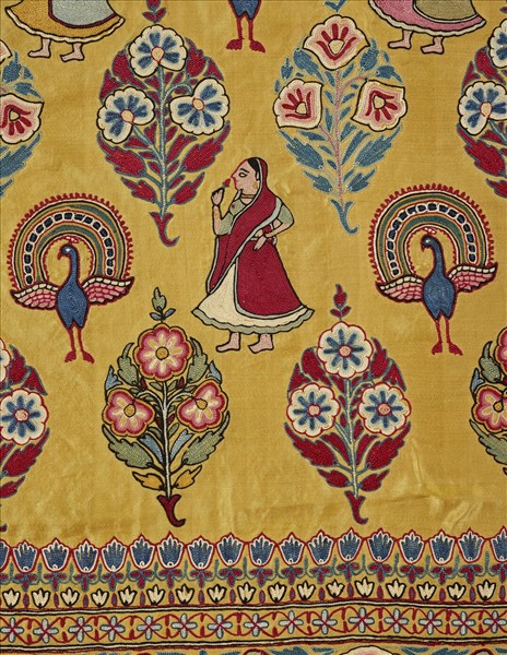 印度 刺繡絲裙布