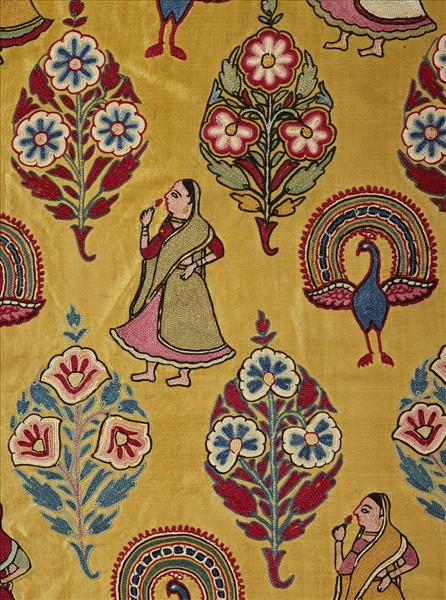 印度 刺繡絲裙布