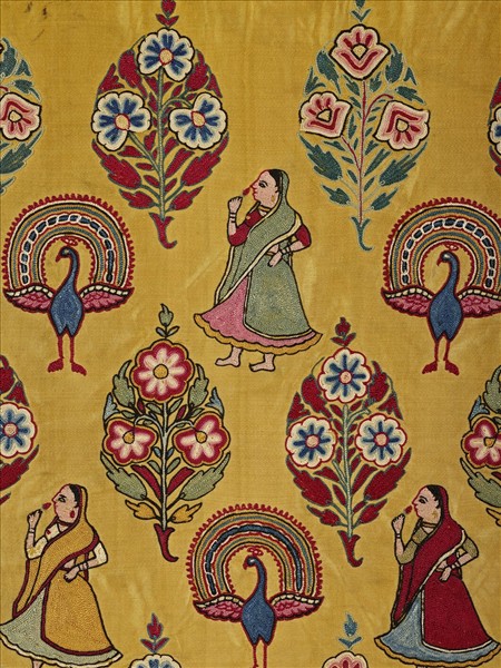 印度 刺繡絲裙布