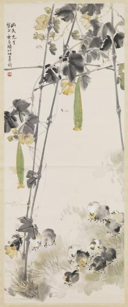 民國張書旂絲瓜群雛　軸