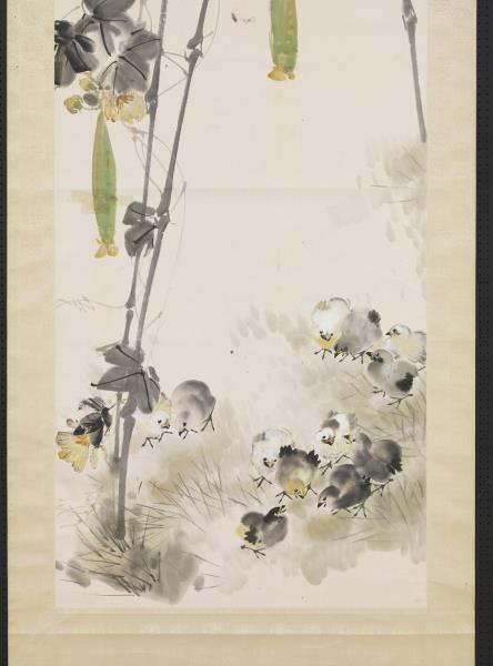 民國張書旂絲瓜群雛　軸