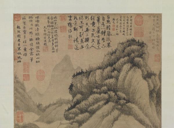 五代南唐巨然寒林晚岫圖　軸